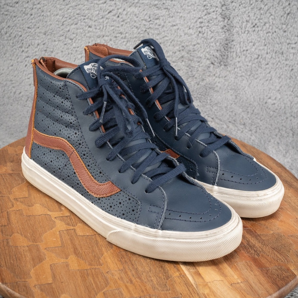 VANS Sk8-Hi Reissue Zi (Leather Perf) Shoes In Dress Blue Size 7.5 Mens 9 Wmns